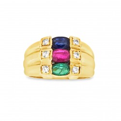 Pre Owned 18ct Multi Gem Ring ZX709 Pre Owned 18ct Multi Gem Ring ZX709